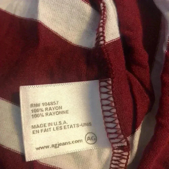 AG red and white  oversized casual short sleeve scoop neck T-shirt S - Picture 5 of 5